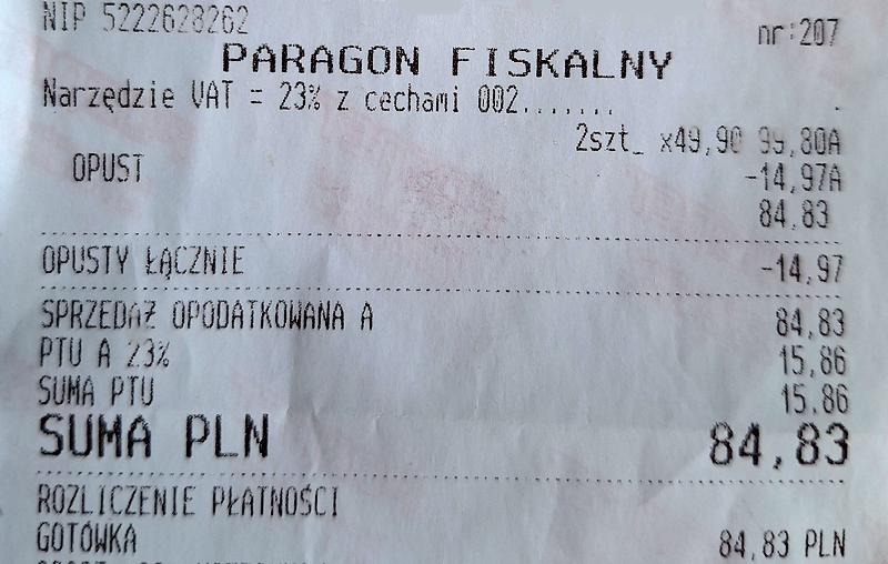 Obraz zawierający tekst, paragon, bilet