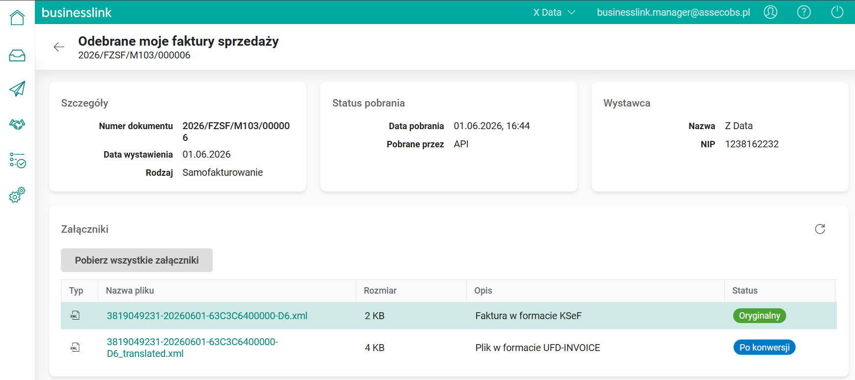 Karta mojej faktury sprzedazowej - samofakturowanie